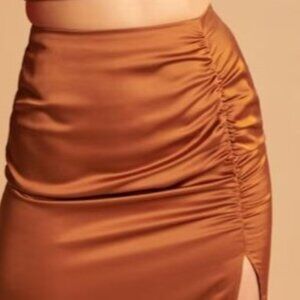 Cinched Satin Midaxi Skirt-NWOT color Paprika